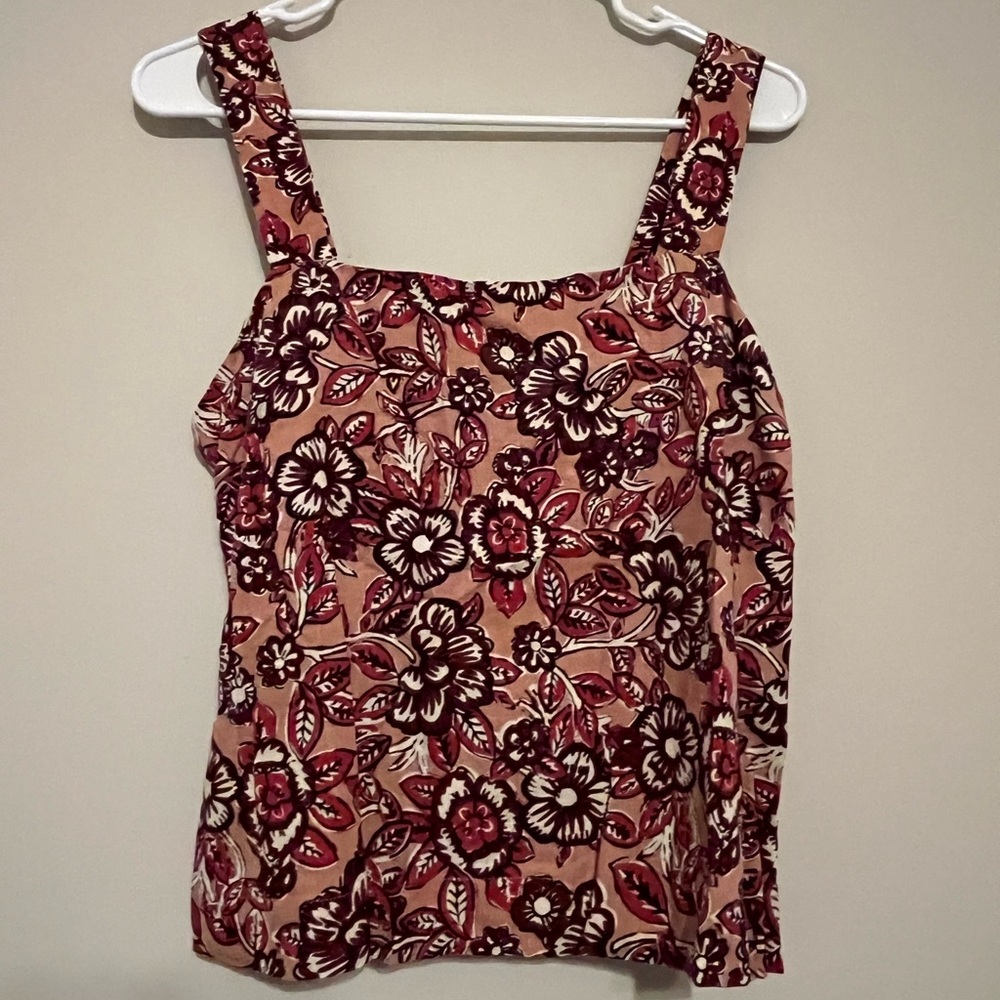 Faherty Pink Floral Square-Neck Tank Top - Picture 3 of 8